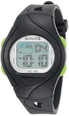 Sonata SF Digital Grey Dial Plastic Strap Unisex Watch NS87011PP01