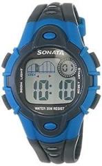 Sonata SF Digital Grey Dial Plastic Strap Unisex Watch NS87012PP03