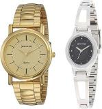 Sonata Stainless Steel Unisex Analog Couple's Watch 77049Ym01C+Nk8085Sm01 | Rakshabandhan Gifts, Band Color:Assorted, Dial_Multi