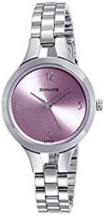 Sonata Steel Daisies Analog Pink Dial Women's Watch NL8151SM03 / NL8151SM03