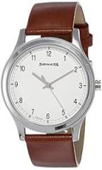 Sonata Titan Men Leather Analog White Dial Watch 7135Sl03/Np7135Sl03, Band Color Brown