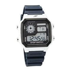 Sonata Unisex Polyurethane Hexa Digital Watch 77123Pp02, Band Color Blue, Dial Color Skeleton Transparent Or Openwork