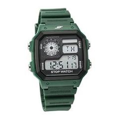 Sonata Unisex Polyurethane Hexa Digital Watch 77123Pp03, Band Color Green, Dial Color Skeleton Transparent Or Openwork