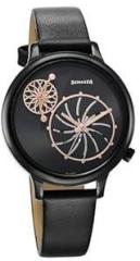 Sonata Unveil Quartz Analog Black Dial Leather Strap Watch for Women 8190NL01