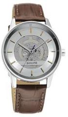 Sonata Unveil Quartz Analog Silver Dial Leather Strap Watch for Men 7133SL04