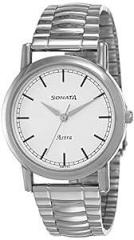 Sonata White Dial Analog Watch for Men NR77049SM02