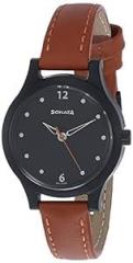 Sonata Women Leather Black Dial Analog Watch Nr87030Pl04W, Band Color Brown