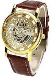 Style Feathers Transparent Analog Gold Dial Men's Watch 103