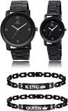 Style Keepers Analogue Quartz Movement Black Couple Watch For Men And Women And King Queen Black Bracelet 2 Black