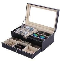 Styleys Watch Organizer Box Watch Storage Holder, Watch Case, Watch and Sunglasses Organizer, Jewelry Organizer Watch Box Black, W117