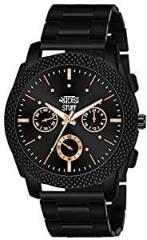 SWADESI STUFF All Black Stainless Steel Strap Stylish Analog Watch for Men