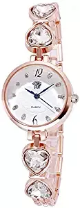 Analog Heart Linked White Dial Watch for Women and Girls