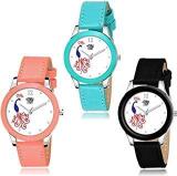 SWADESI STUFF Analogue Girl's Watch White Dial Multi Colored Strap Pack Of 3