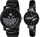 SWADESI STUFF Black Color Dial Round Shap Analog Elegant Couple Watch For Men And Women Combo Of 2