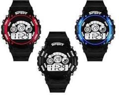 SWADESI STUFF Combo of 3 Digital Black Dial Kids Watch Combo of 3