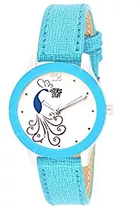 SWADESI STUFF Sky Blue Leather Strap Women's Analogue Watch