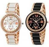 Swisstyle Analogue White Dial & Black Dial Womens Watches Ss 703W 703B Set of 2