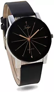 Analogue Black Dial Black Leather Strape Quartz Movement Women's Watch 5049