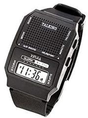 TCT unisex Digital Talking Watch with in Built Loud Speaker for Elder Ones & Blind People Black