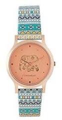 TEAL BY CHUMBAK Round Dial Analog Watch for Women|Carnival Elephant Collection| Printed Vegan Leather Strap|Gifts for Women/Girls/Ladies |Stylish Fashion Watch for Casual/Work Maroon