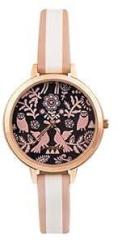 TEAL BY CHUMBAK Round Dial Analog Watch for Women|Floral Birds Collection| Printed Vegan Leather Strap|Gifts for Women/Girls/Ladies |Stylish Fashion Watch for Casual/Work Pink