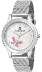 TIMEWEAR Analog Pink Butterfly Silver Dial Stainless Steel Strap Watch for Women 288SDTL