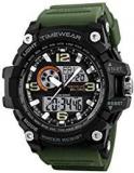 TIMEWEAR Analogue Digital Men's Watch Black Dial Green Colored Strap