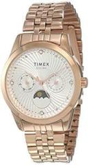 TIMEX Analogue Women's Watch Blue Dial Rose Gold Colored Strap