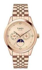 TIMEX Moon Phase Multifunction Analog Rose Gold Dial Women's Watch TWEL13105 Stainless Steel, Rose Gold Strap