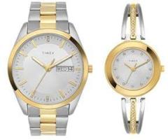 TIMEX Stainless Steel Unisex Pairs Silver Round Analog Dial Watch Tw00Pr308