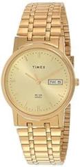 TIMEX Unisex Analogue Stainless Steel A504, Band Color Gold, Dial Color Gold