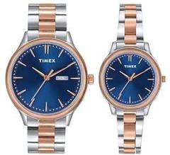 TIMEX Unisex Blue Round Analog Pair Watch TW00ZP006