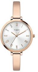 TIMEX Unisex Brass Analog Silver Dial Watch Twel12817, Band Color Rose Gold