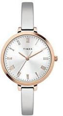 TIMEX Unisex Brass Analog Silver Dial Watch Twel12819, Band Color Silver