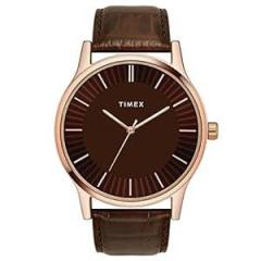 TIMEX Unisex Leather Analog Brown Dial Watch Tw0Tg8300, Band Color Brown