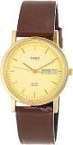 TIMEX Unisex Leather Classics Analogue Champagne Dial Watch A501, Band Color Brown