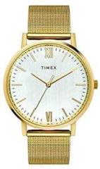 TIMEX Unisex Mesh Analog Silver Dial Watch Tw0Tg8010, Band Color Gold