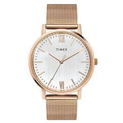 TIMEX Unisex Mesh Analog Silver Dial Watch Tw0Tg8011, Band Color Rose Gold