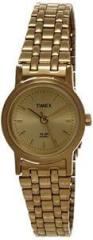 TIMEX Unisex Stainless Steel Classics Analogue Gold Dial Watch B304, Band Color Gold