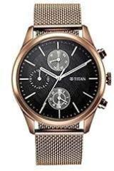 Titan Analog Black Dial Brown Band Men's Stainless Steel Watch 1805QM05/NR1805QM05