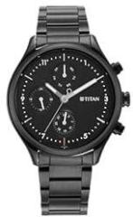 Titan Analog Black Dial Men's Watch 1803NM01 Stainless Steel, Black Strap