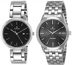 Titan Analog Black Dial Unisex Watches Combo NK2480SM08, 1584SM04