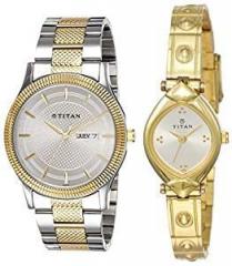 Titan Analog Silver Dial Unisex Watches Combo NK1650BM03, NK2417YM01