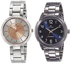 Titan Analog Silver Unisex Watches Combo NK2480KM01, 1585SM05