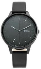 Titan Analog Watch for Women| Black Color Watch| with Leather Strap | Round Dial | Elegant Look| Water Resistant