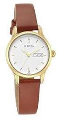 Titan Analog White Dial Women's Watch 2656YL01 Genuine Leather, Brown Strap