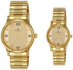 Titan Bandhan Analog Golden Dial Unisex Watch NM15802490YM02 / NL15802490YM02