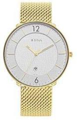 Titan Black and Gold Quartz Analog with Date Silver Dial Stainless Steel Strap Watch for Men NS1849YM01