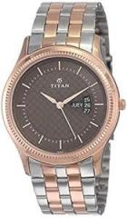 Titan Brown Dial Analog with Day and Date Stainless Steel Strap Watch for Men NN1824KM01