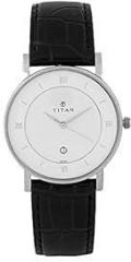 Titan Classic White Dial Analog with Date Leather Strap watch for Men NS9162SL04